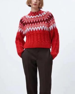 warm jacquard knitted thick sweater