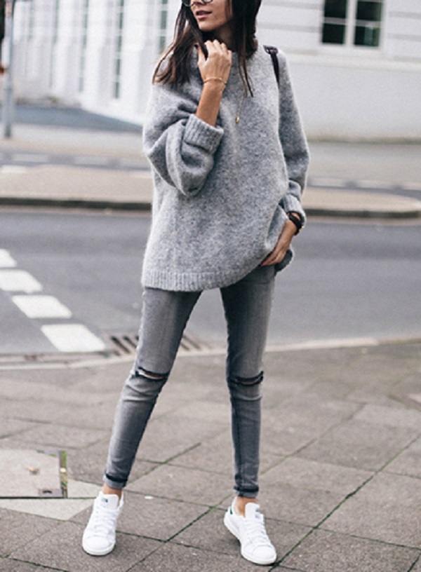 Super Soft Crewneck Sweater with Ribbed Knit Cuffs