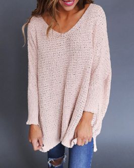 Wide V Neck Over-Sized Sweater