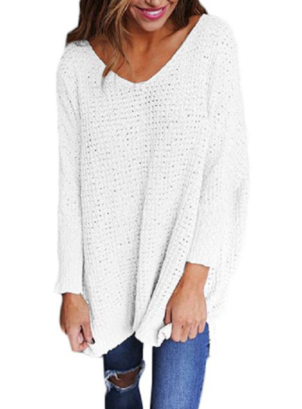 Wide V Neck Over-Sized Sweater - Power Day Sale