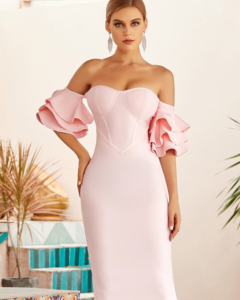 Off Shoulder Bodycon Bandage Dress Butterfly Short Sleeve (Copy)