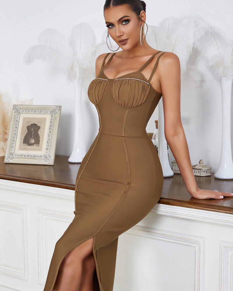 Spaghetti Strap Bandage Dress Sexy Split