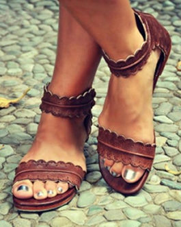 Women’s Scalloped Band Leather Sandals