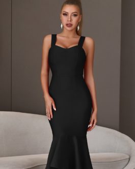 Black Bandage Dress Sexy Spaghetti Strap Sleeveless Bodycon Club