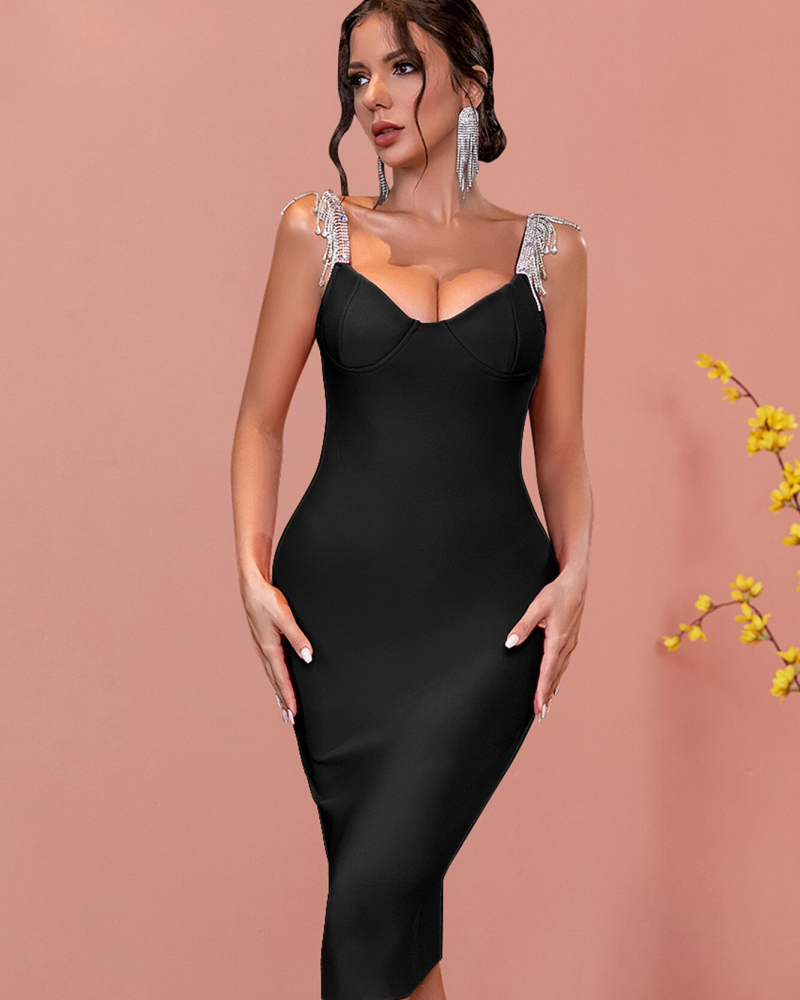 Tassels Bandage Dress Women Spaghetti Strap