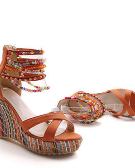 Women’s Multicolored Wedges – Multiple Ankle Straps