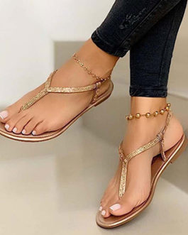 WMNS Gemstone Encrusted Strap and Thong Style Sandal
