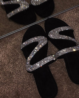 Women’s Sparkly Flat Sandals – Zigzag straps / Open Toes