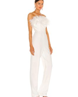 Feathers Jumpsuits Sexy Strapless Full Pants