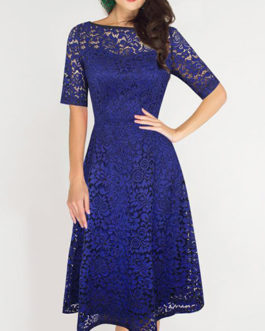 Women’s Fit and Flare Lace Floral Dress