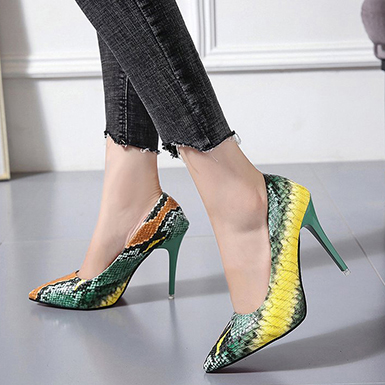 WMNS Multi-Colored Reptile Print Stiletto Heels - Power Day Sale