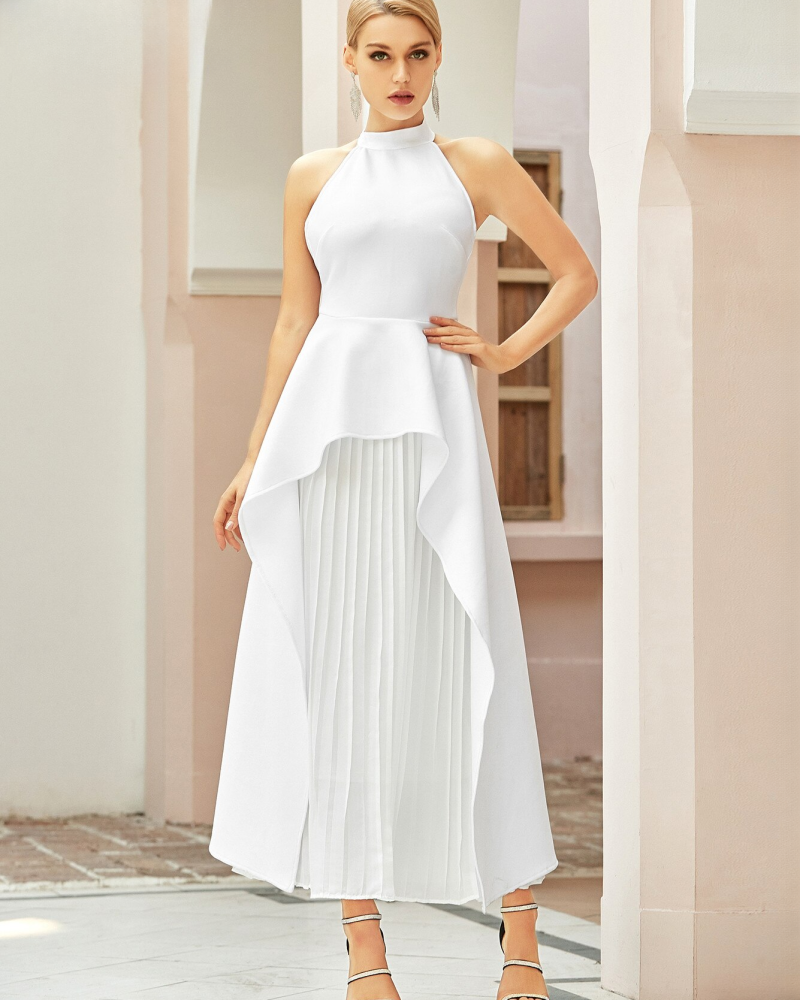 White Backless Bandage 2 Two Pieces Sets Sexy Hater Ruffles Club