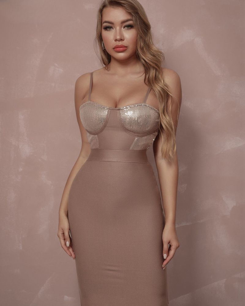 Spaghetti Strap Celebrity Club Bandage Dress Sexy Sleeveless