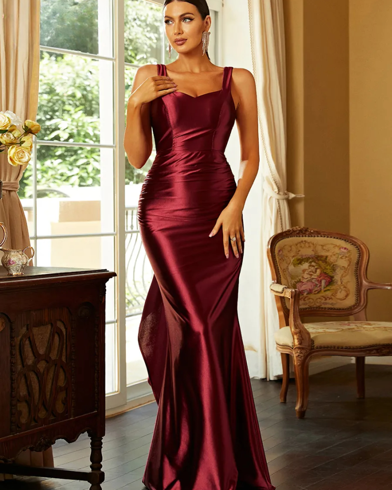 Backless Ruffle Trim Tie Mermaid Hem Dress