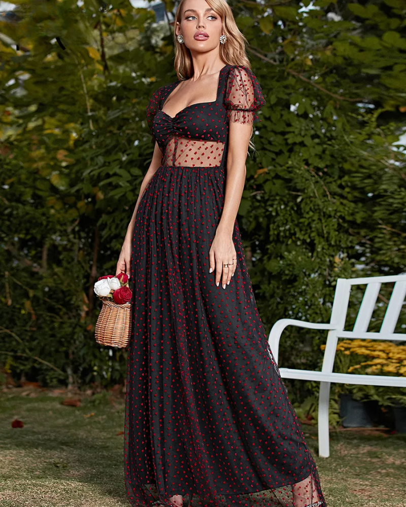 Off Shoulder Dobby Mesh Dress