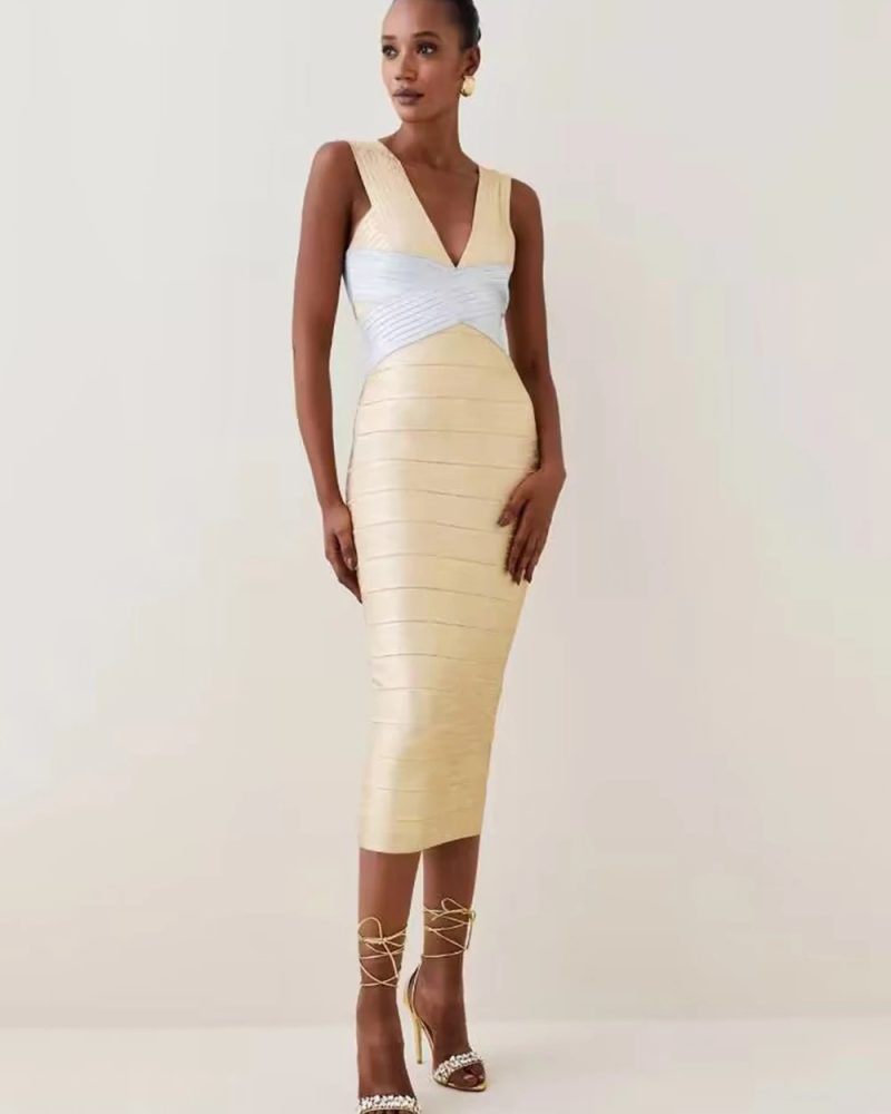 Sleeveless Backless Bodycon Midi Dress
