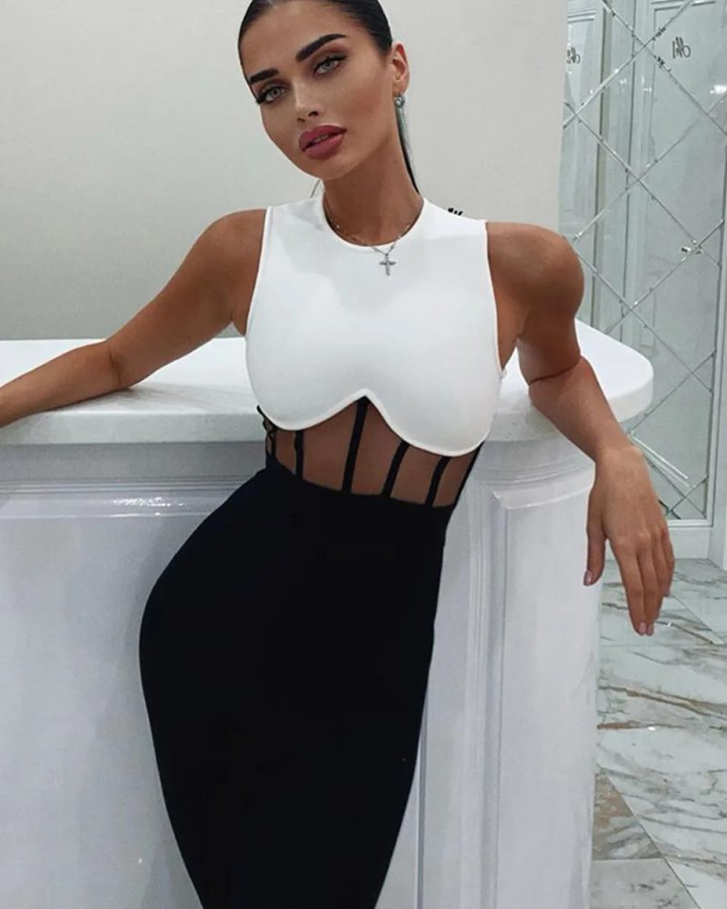 Sleeveless Mesh Patchwork Jumpsuit