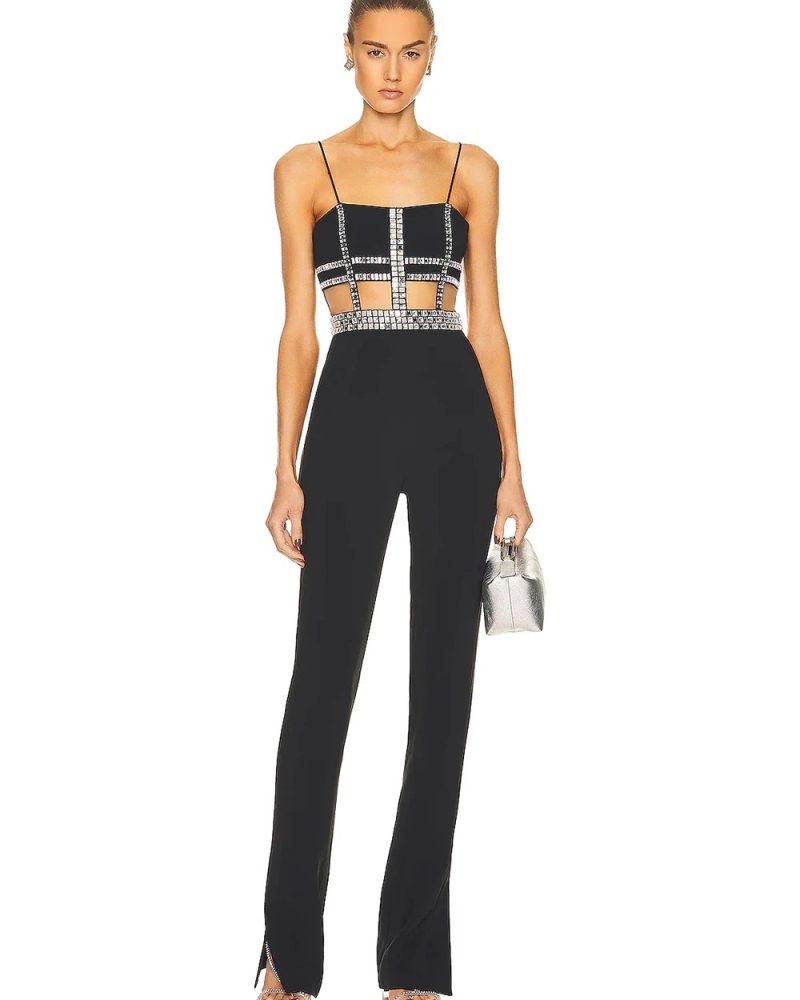 Beading Sleeveless Weaving Rayon Jumpsuit