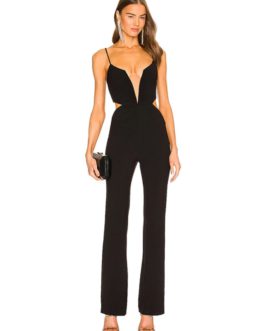 Sexy V Neck Sling Cutout Bodycon Jumpsuit