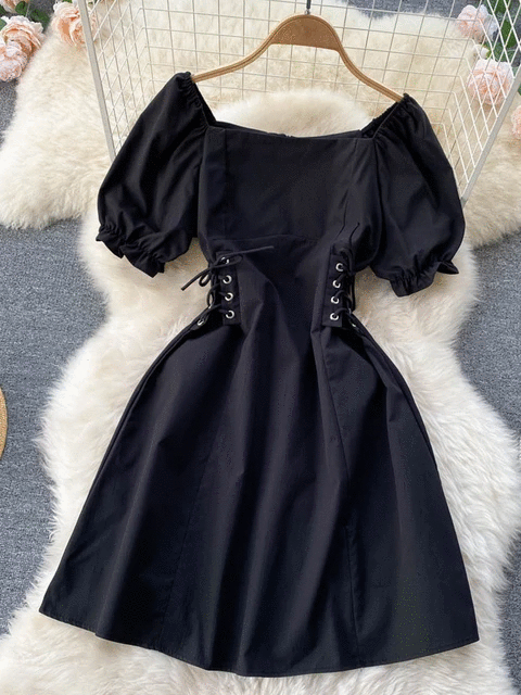 Gothic Bandage Puff Sleeve Mini Dress - Power Day Sale
