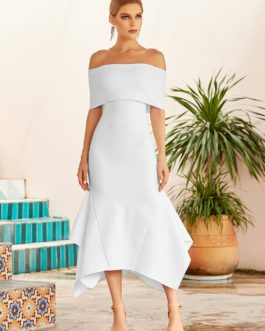 White Off Shoulder Bandage Sexy Short Sleeve Bodycon Dress