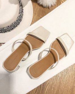 Slippers Med Heels Party Mules Shoes Slides Fashion Shoes