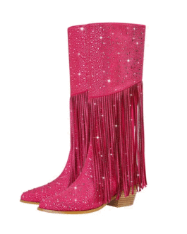 Thick Heel Fashion Tassel Rhinestone Boots