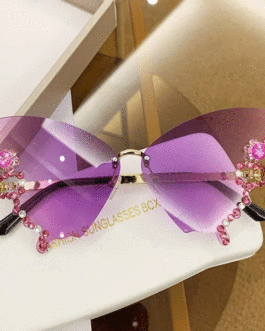 Luxury Butterfly Vintage Rimless Sunglasses