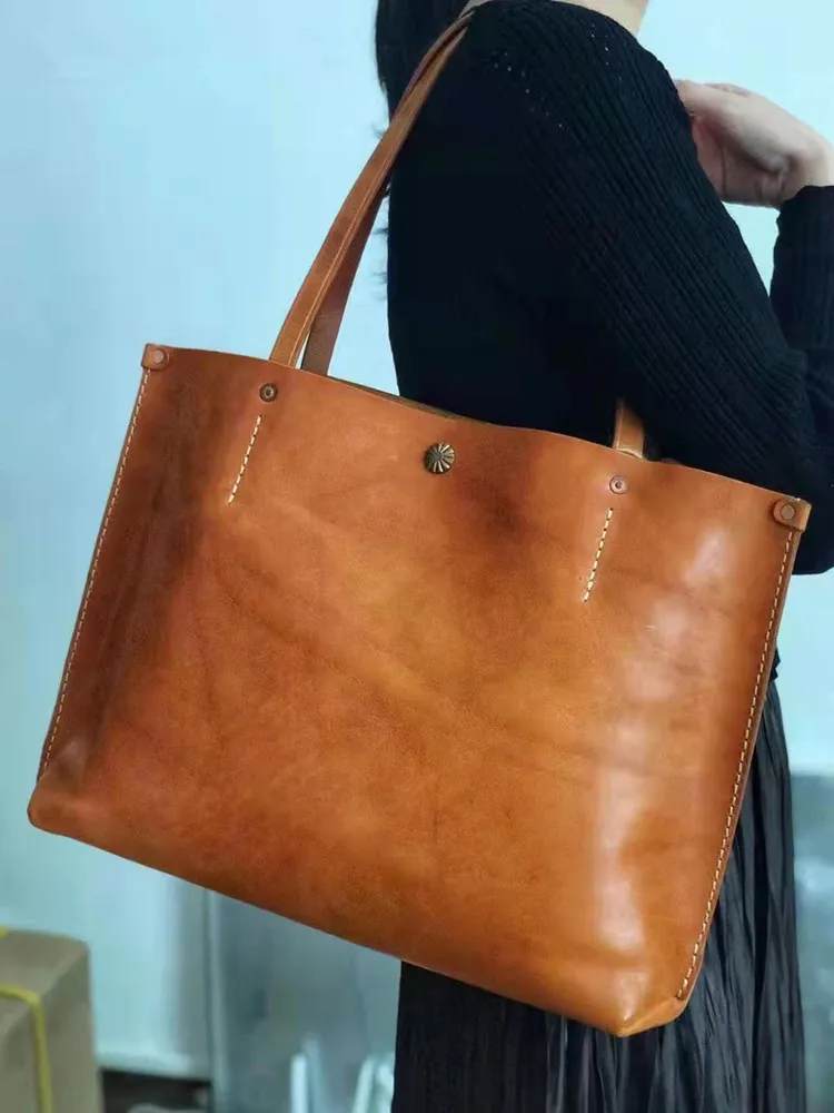 Retro Skeleton-Skin Simple Genuine Leather Lady Handbags
