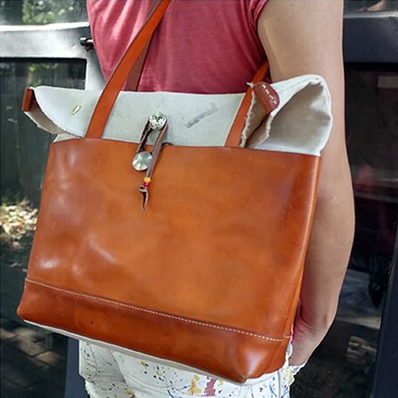 Genuine Leather Large Capacity Casual Cowhide Tote Bag