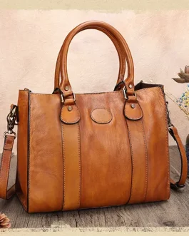 Retro Cowhide Leather Large Capacity Shoulder Messenger Bag