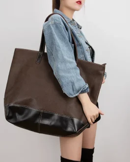 Shoulder Bag Large Capacity Tote Simple Soft Leather Bag