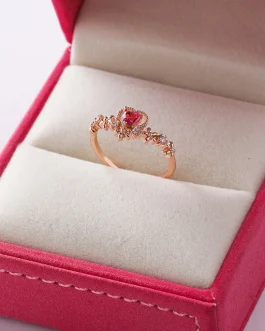 Delicate Zircon Rings Birthday Gift Micro-inlaid Red Crystal Adjustable