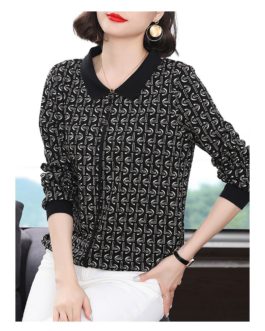 Printed Blouse Casual Turn-down Collar Button New Long Sleeve Shirt