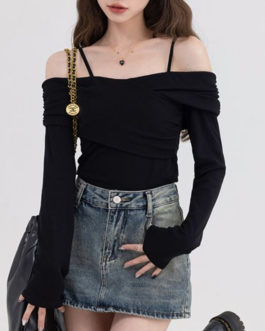 Off Shoulder Summer Streetwear Ladies Y2k Aesthetic Crop Tops