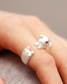 White Little Rabbit Rings Exquisite Lovely Party Opening Finger Ring