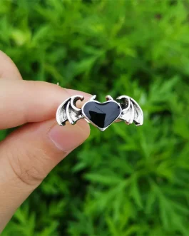 Angel Wings Heart Valentines Jewelry Couple Opening Finger Ring