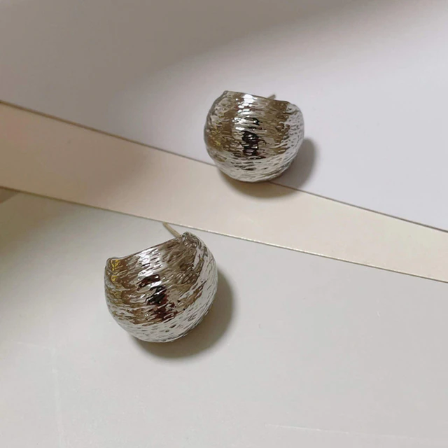 Irregular Designed Pleated Lava Retro Earrings