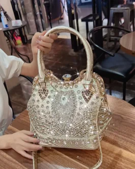 Diamonds Leather Women’s Bag Small Crossbody Bucket Bag