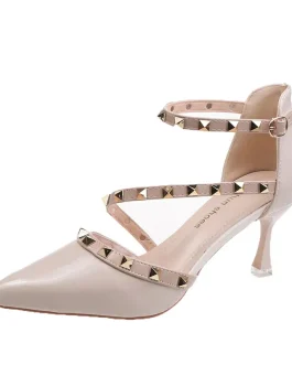 Sandals Pointed High-heeled Stiletto Patent Leather Rivet Single Shoes