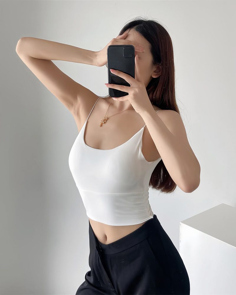 Solid Color Camisole Ice Silk Tube Top Seamless Skinny Sports Tank Top