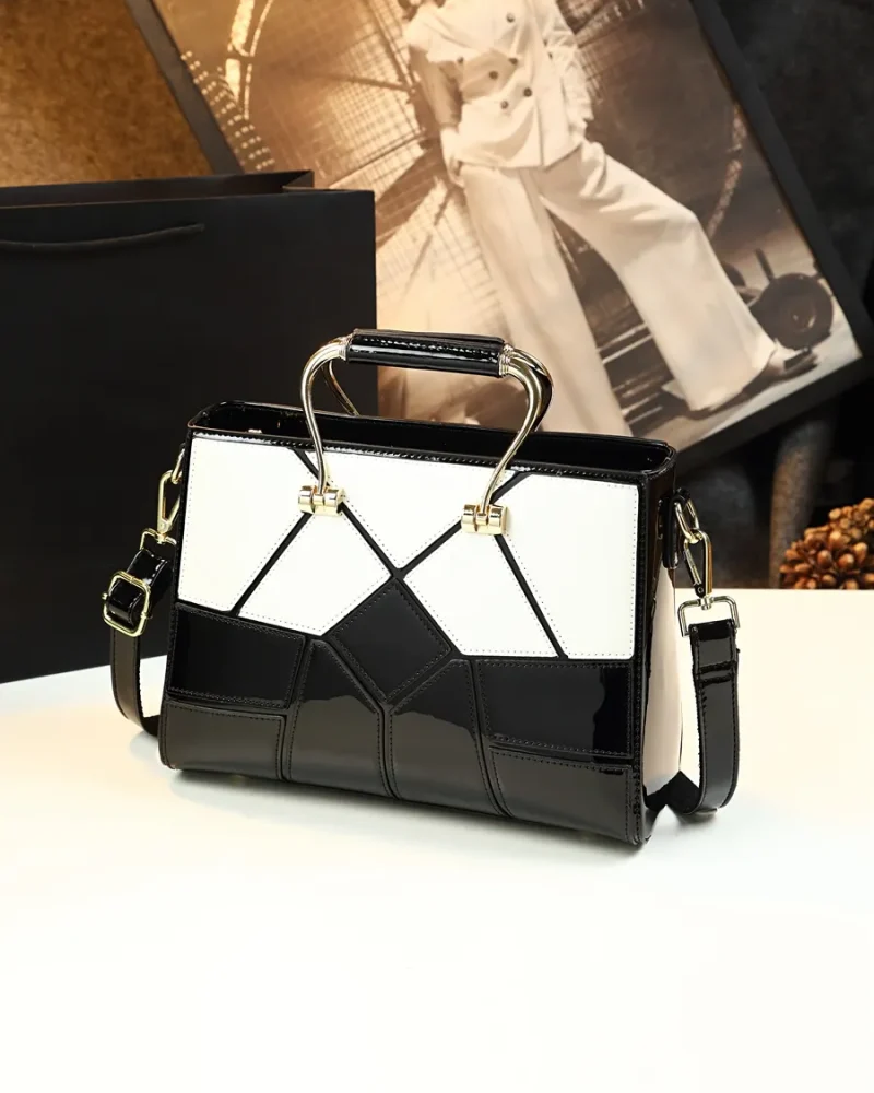 Genuine Leather Handbags Geometric Pattern Rhombus Shoulder Bags