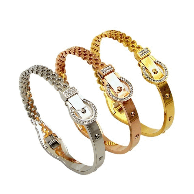 Korean New Classic Drill Titanium Steel Bangle