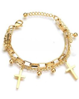Double Layers Cross Bracelets For Women