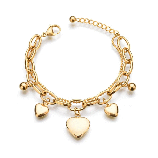 Double Layers 3 Heart Bracelets For Women