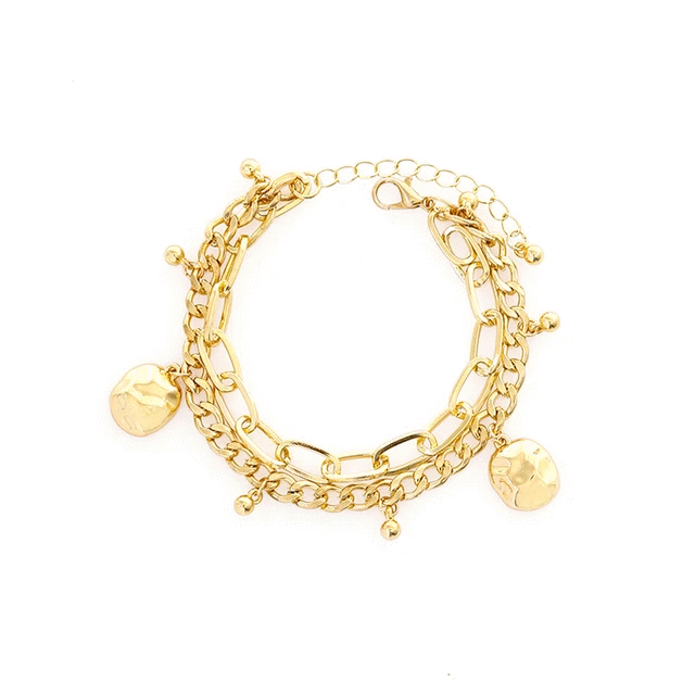 Double Layer Round Irregular Pendant Bracelet