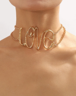 Exaggerated Big LOVE Letter Choker Necklace for Women