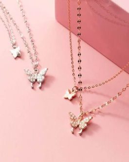 Double Butterfly Link Chain Choker Necklace