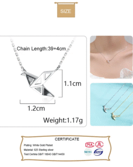 Animal Paper cranes CZ Pendant Choker Necklace For Women
