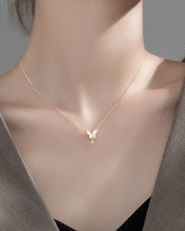 Insect Butterfly CZ Pendant Choker Necklace